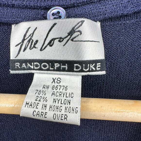 The Look Randolph Duke Belted Sweater Cardigan Jacket Womens XS Navy Blue White - Picture 4 of 6